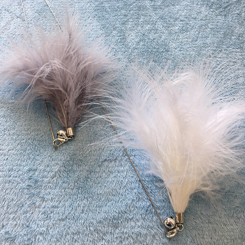 Close up of Feather attachment of Cat Teaser