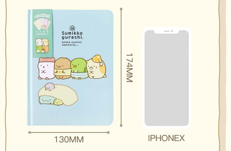 Summikko Gurashi Hardcover Pocket sized Notebooks Size Comparison with iPhone X (Slightly Larger then iPhone X)