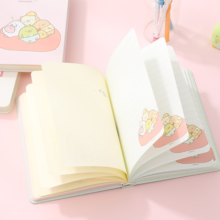 Internal view of a single page (pages have coloured sections) of a single Summikko Gurashi Hardcover Pocket sized Notebook