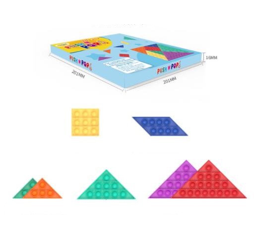 Square Push Pop puzzle Broken down into individual shapes