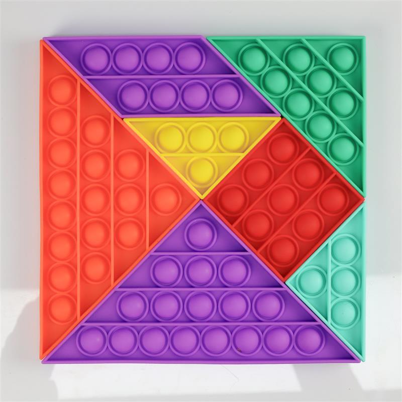 Fully Arranged Assorted Push Pop shapes into a Full Push Pop Square Puzzle 