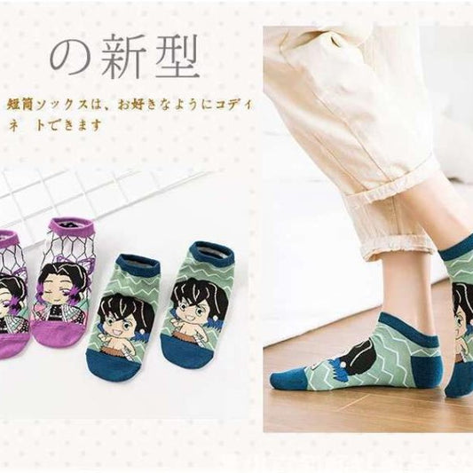 Product Showcase of Model wearing Demon Slayer Ankle Length Socks